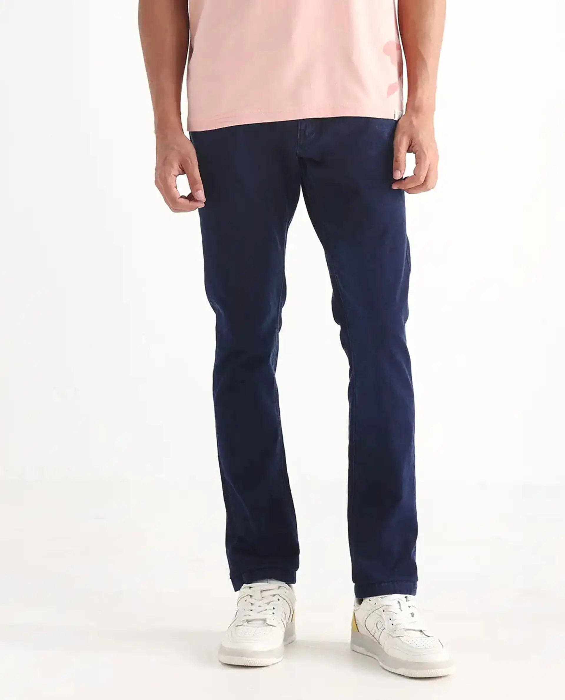 Rare Rabbit Men's Repp Blue Cotton Plain Hawk Slim Fit Jeans - Image 10