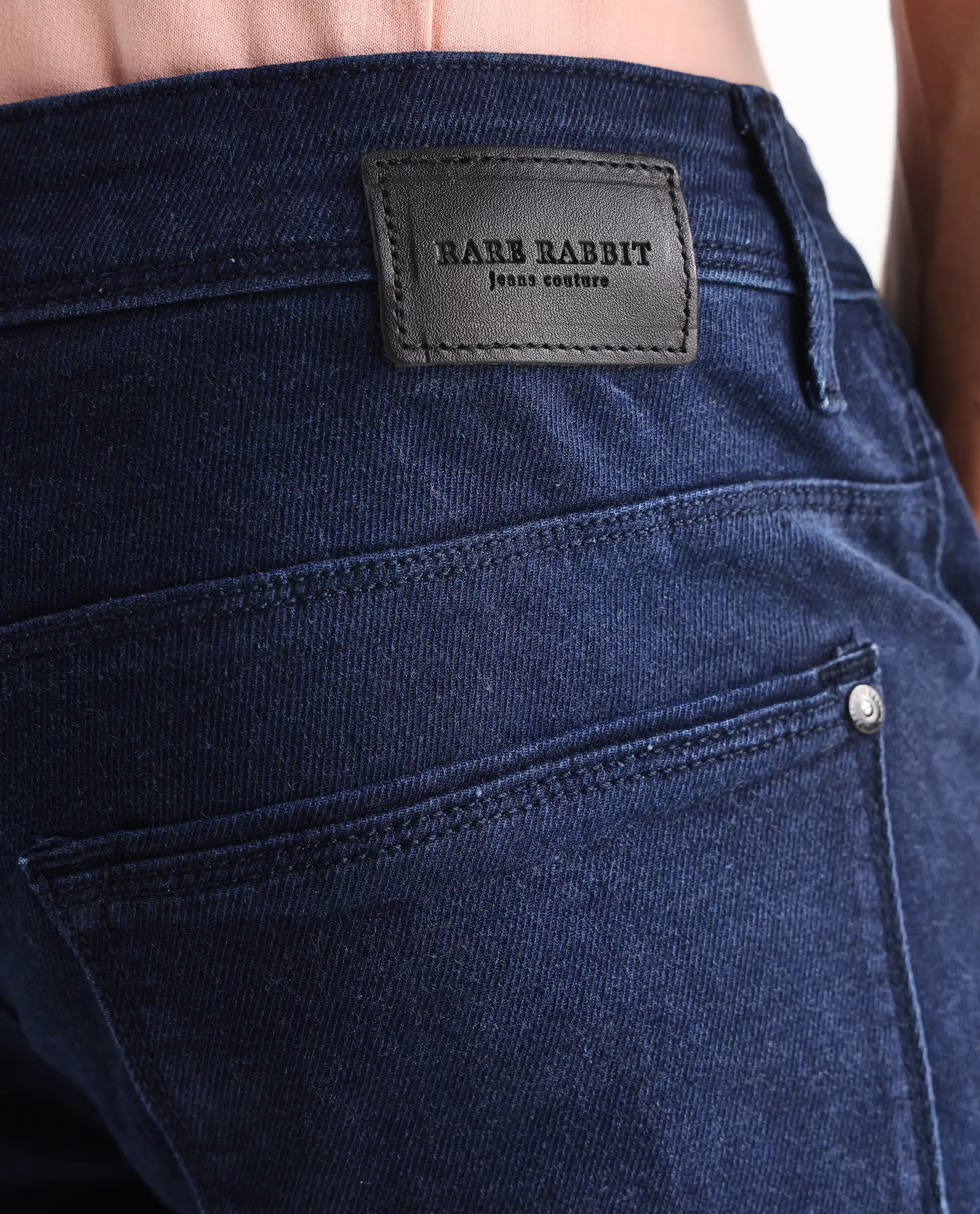 Rare Rabbit Men's Repp Blue Cotton Plain Hawk Slim Fit Jeans - Image 8