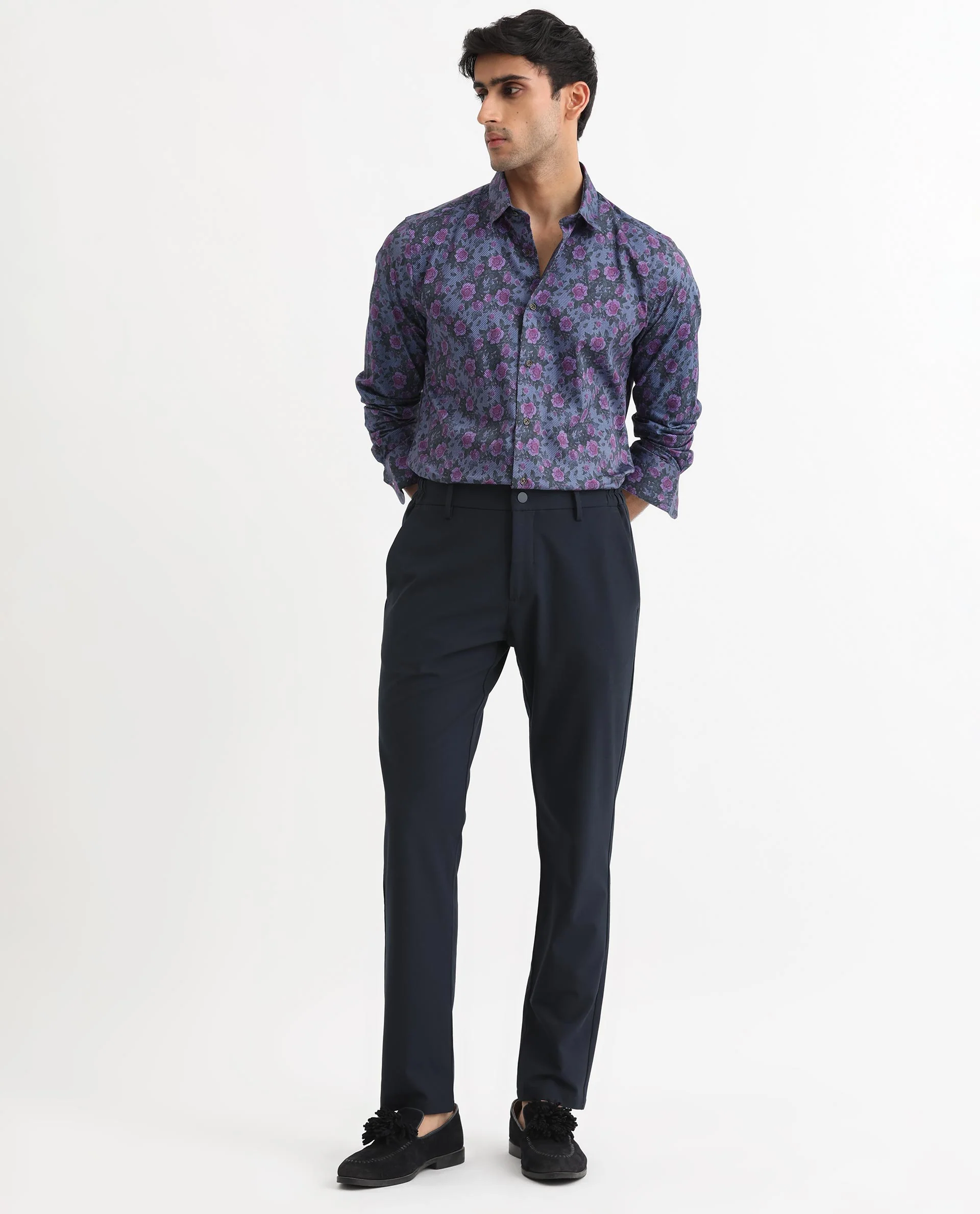 Rare Rabbit Men's Rosess Blue Cotton Floral Print Regular Fit Full Sleeve Collared Shirt - Image 6