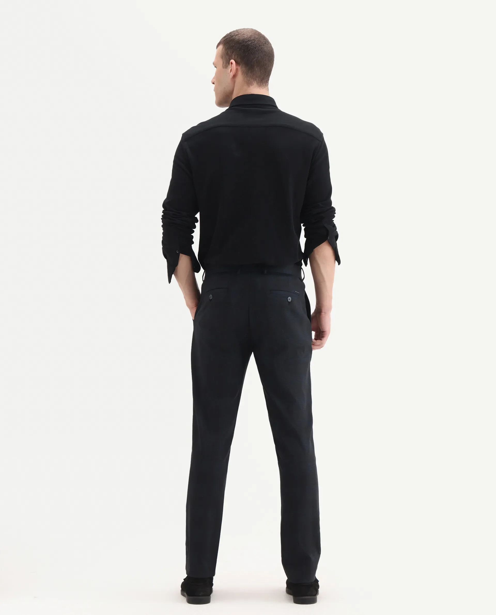 Rare Rabbit Men's Sander Navy Polyester Checked Print Regular Fit Trouser - Image 8