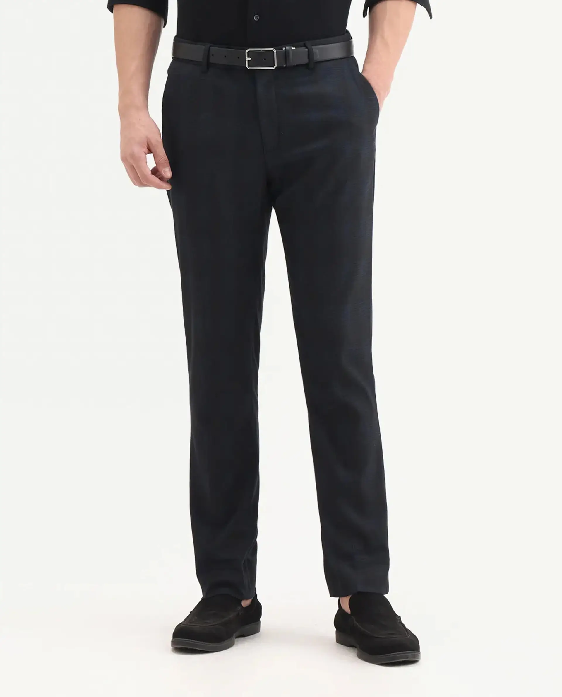 Rare Rabbit Men's Sander Navy Polyester Checked Print Regular Fit Trouser - Image 9