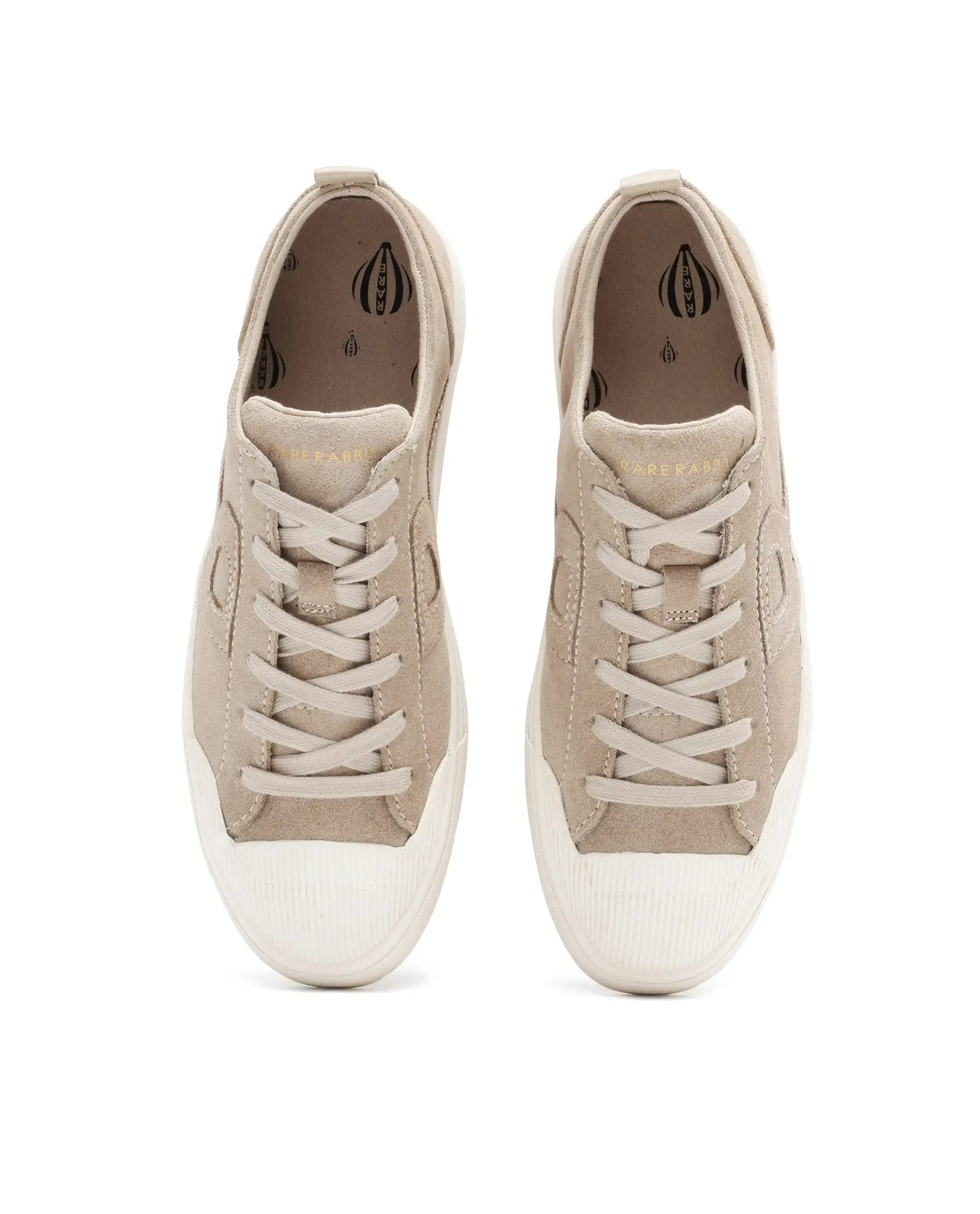 Rare Rabbit Mens Sauron Beige Round Toe Premium Suede Lace Up Low Top Sneaker Shoes - Image 4