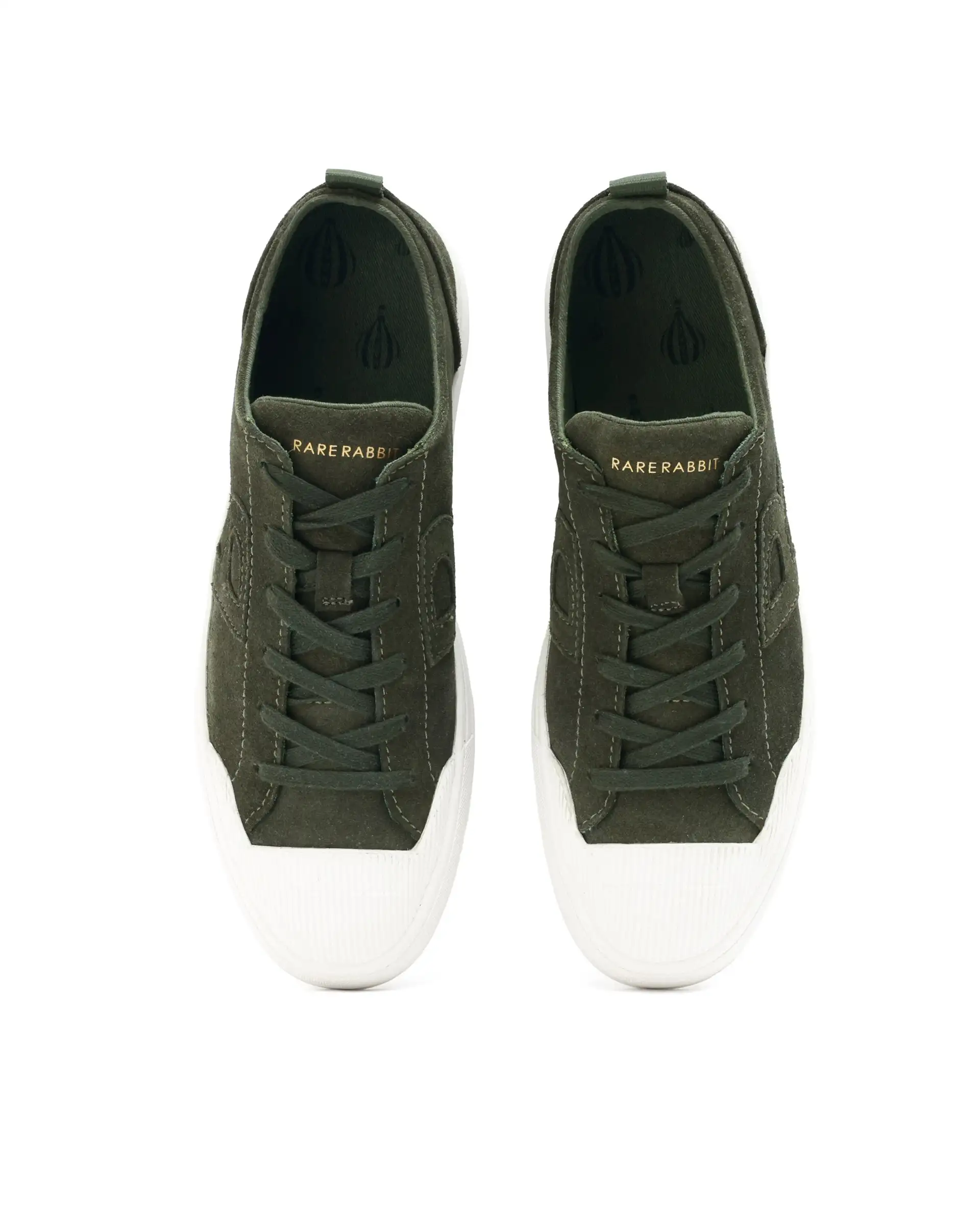 Rare Rabbit Mens Sauron Olive Round Toe Premium Suede Lace Up Low Top Sneaker Shoes - Image 4