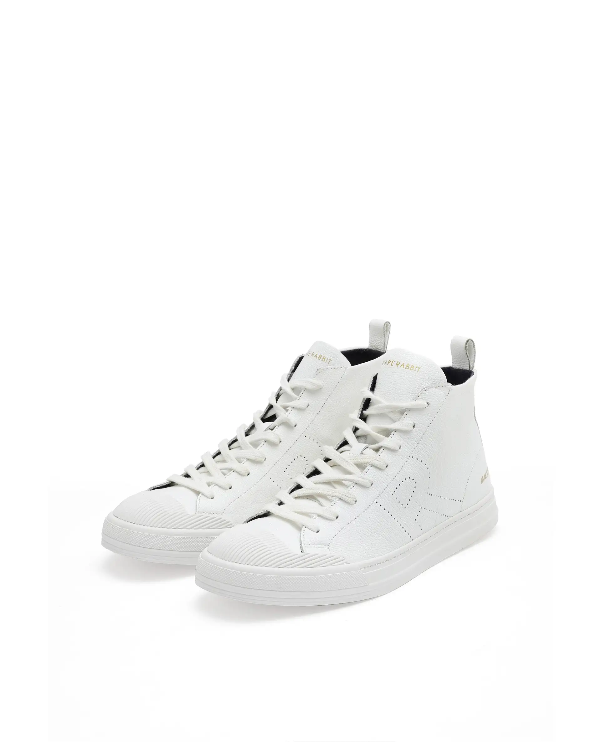 Rare Rabbit Mens Sauron Hi Pro White Premium Milled Leather Lace Up High Top Round Toe Sneaker Shoes - Image 3