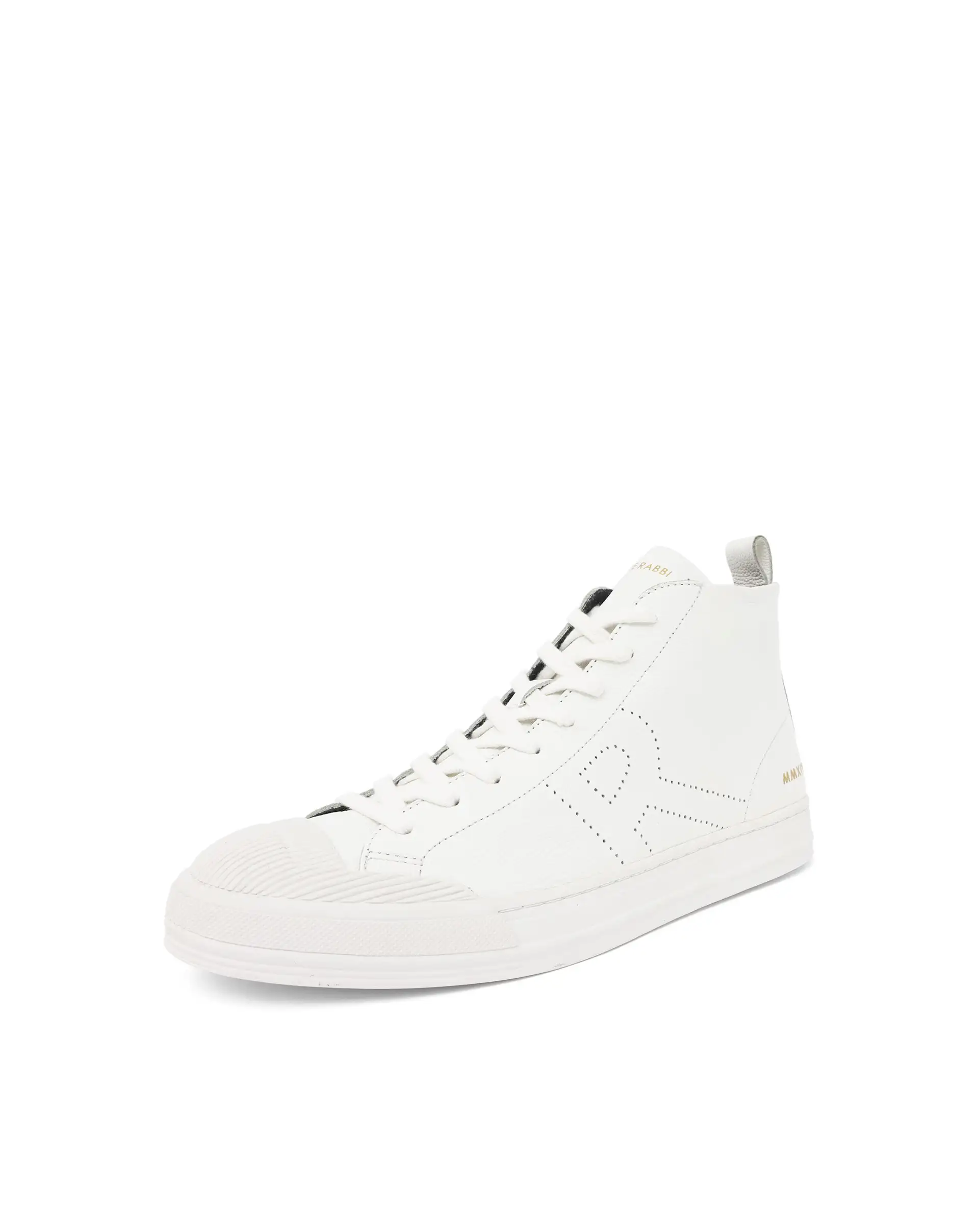 Rare Rabbit Mens Sauron Hi Pro White Premium Milled Leather Lace Up High Top Round Toe Sneaker Shoes - Image 6