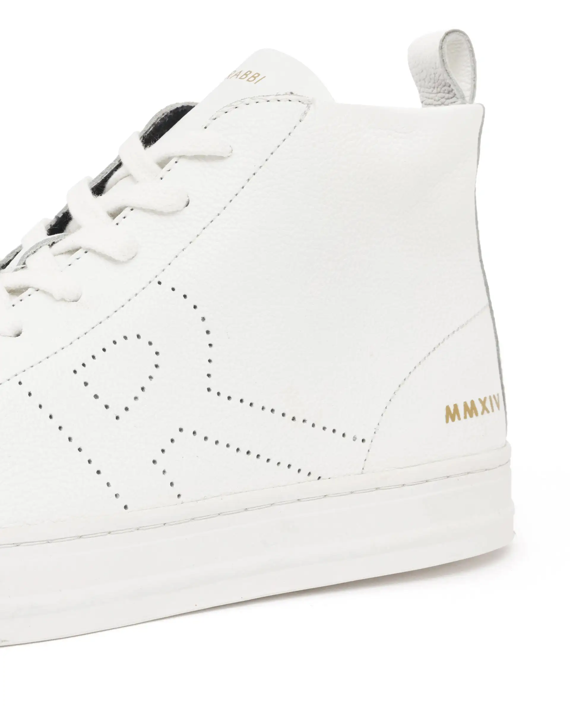 Rare Rabbit Mens Sauron Hi Pro White Premium Milled Leather Lace Up High Top Round Toe Sneaker Shoes - Image 8