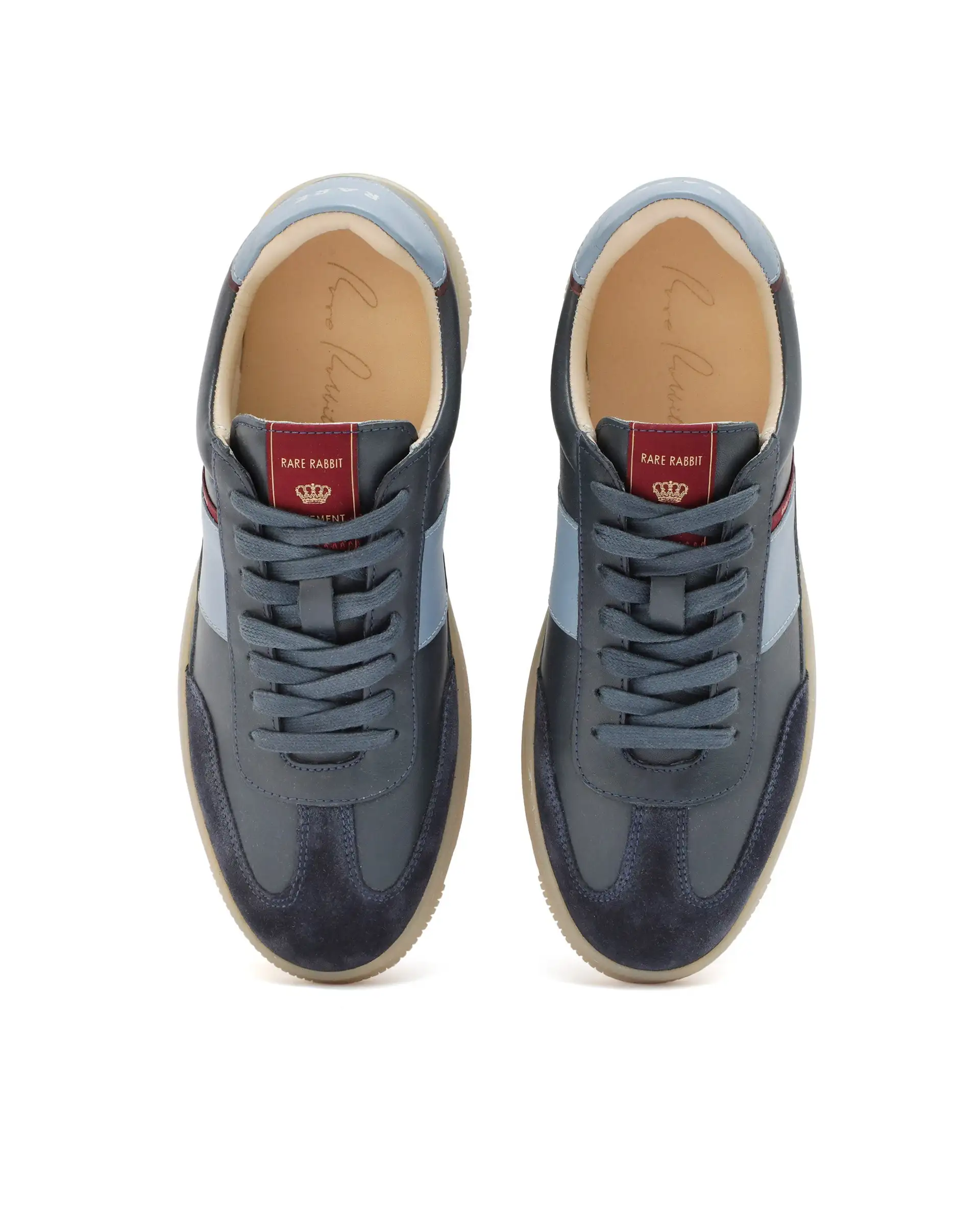 Rare Rabbit Men's Sirius Blue Leather Upper Round Toe Low-Top Lace-Up Sneaker Shoes - Image 4