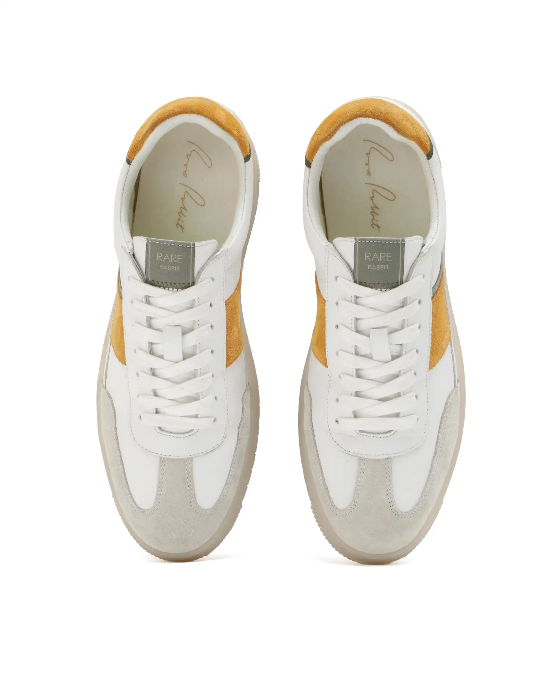 Rare Rabbit Men's Sirius Mustard Suede And Leather Upper Round Toe Low-Top Lace-Up Sneaker Shoes - Image 4