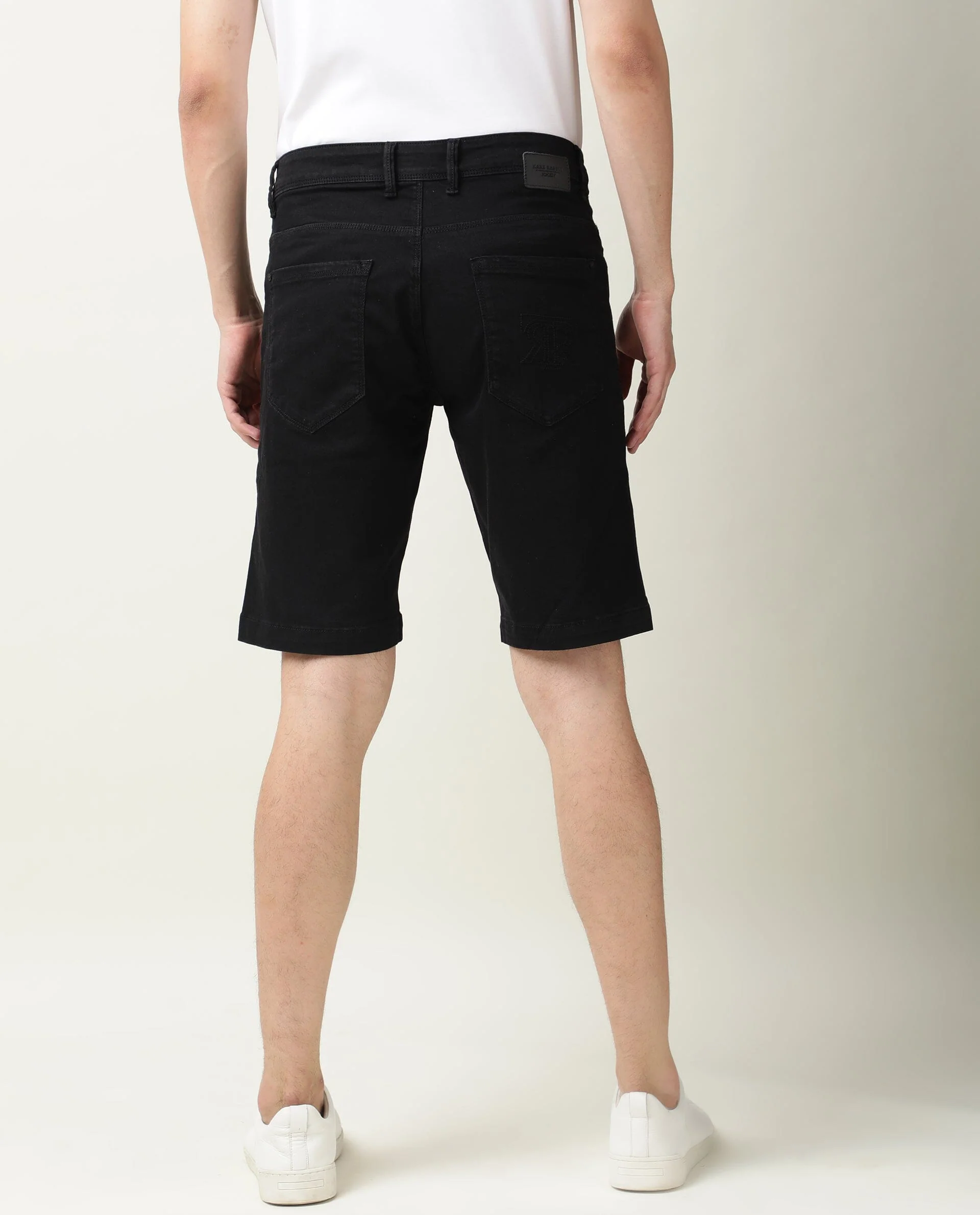 Rare Rabbit Men's Switch Black Cotton Plain Regular Fit Shorts - Image 10