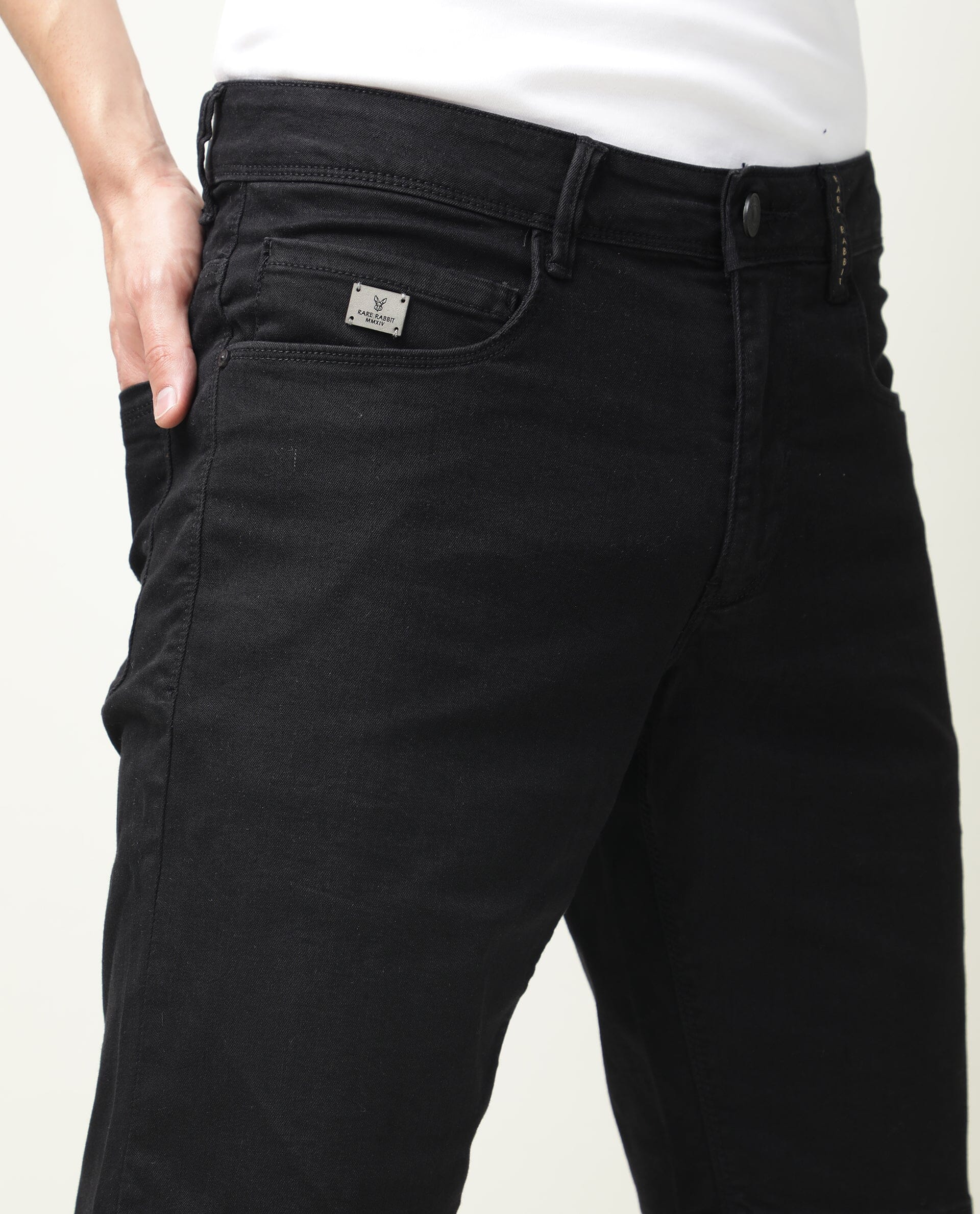 Rare Rabbit Men's Switch Black Cotton Plain Regular Fit Shorts - Image 8