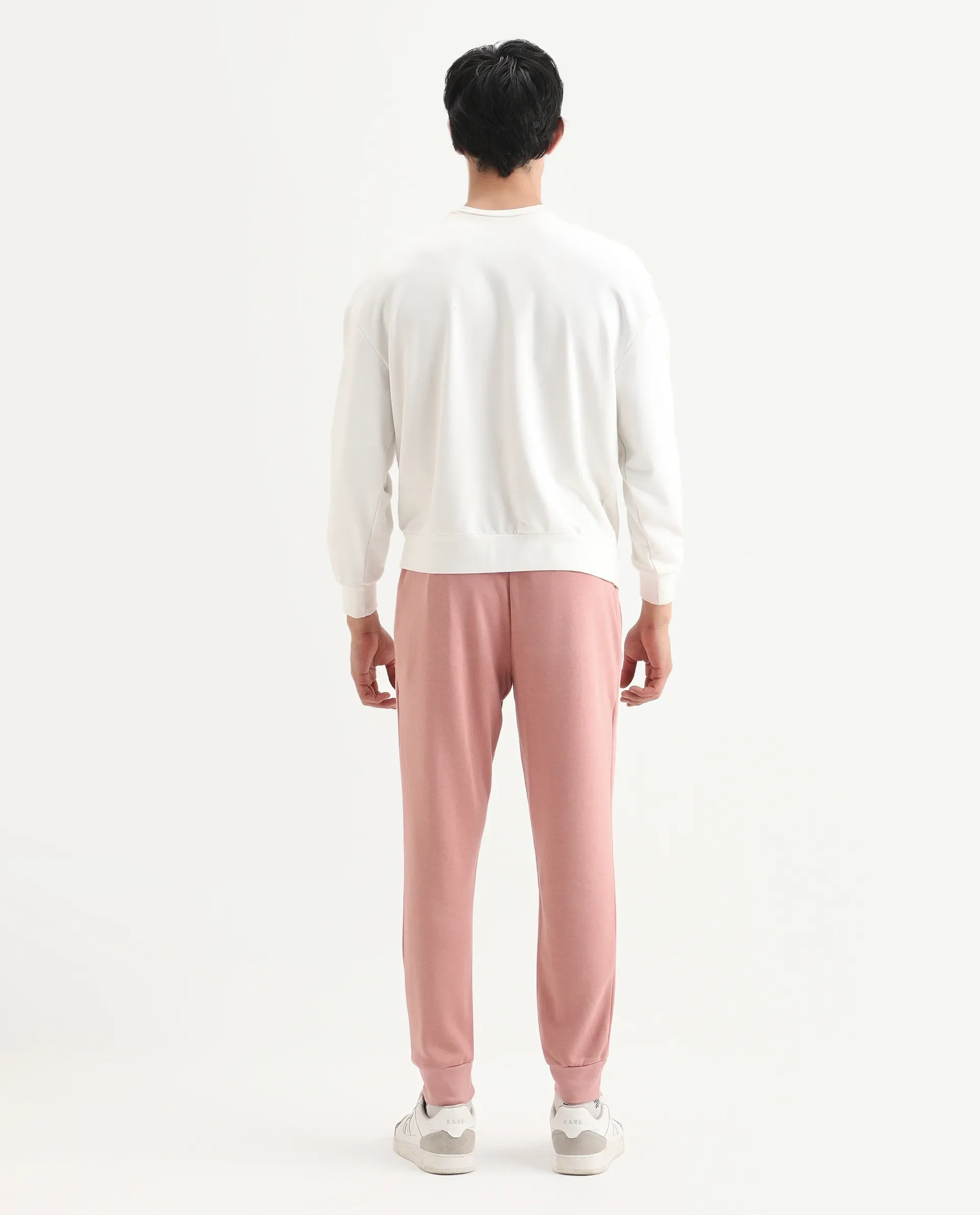 Rare Rabbit Men's Titan Pink Cotton Plain Regular Fit Joggers - Image 8