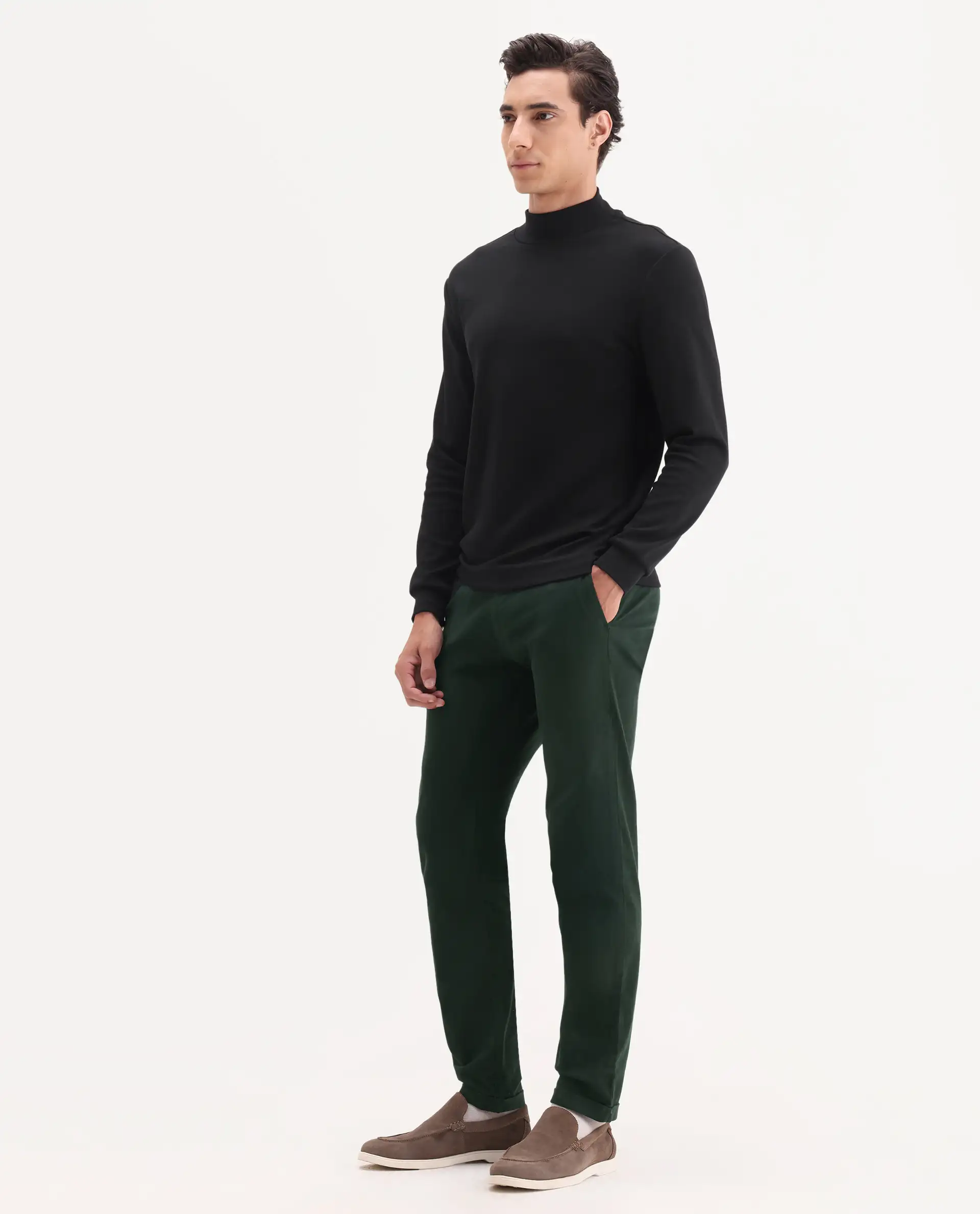Rare Rabbit Men's Trews-1 Green Cotton Plain Regular Fit Trouser - Image 5