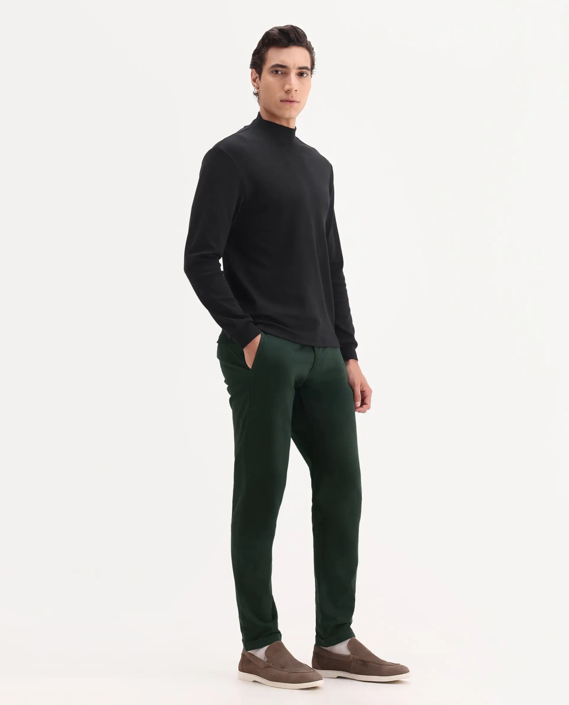 Rare Rabbit Men's Trews-1 Green Cotton Plain Regular Fit Trouser - Image 6