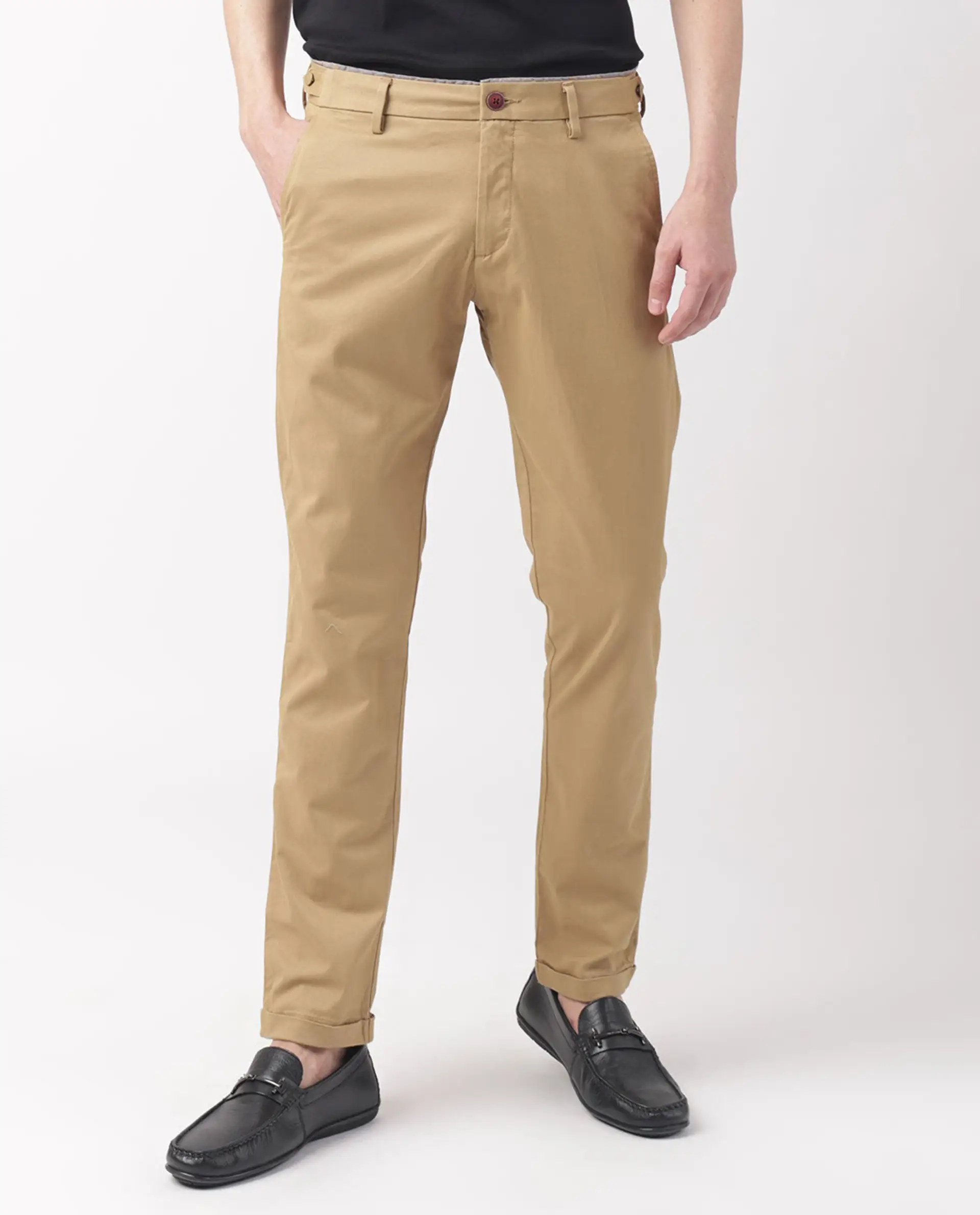 Rare Rabbit Men's Trews-1 Khaki Cotton Plain Regular Fit Trouser - Image 12
