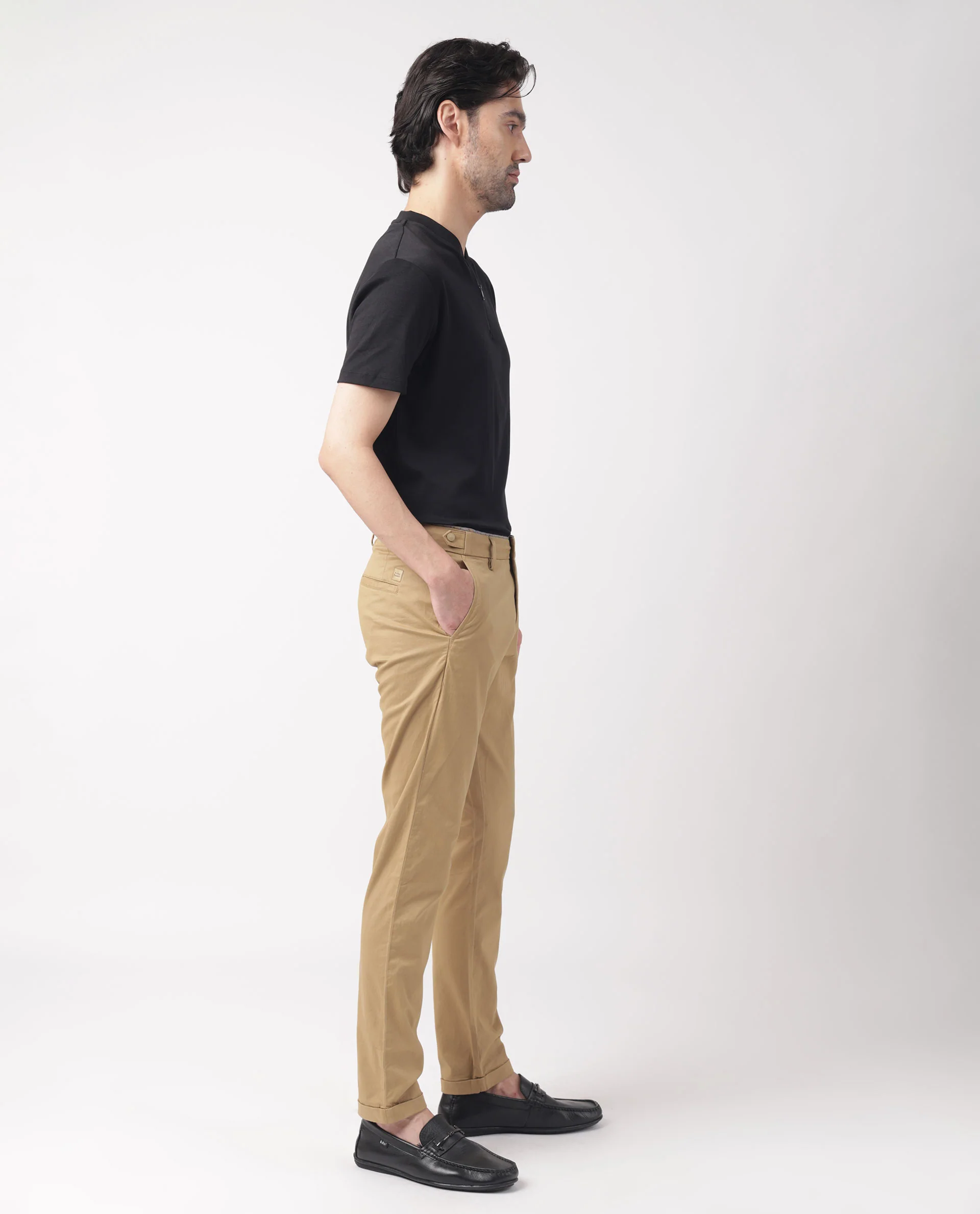 Rare Rabbit Men's Trews-1 Khaki Cotton Plain Regular Fit Trouser - Image 7