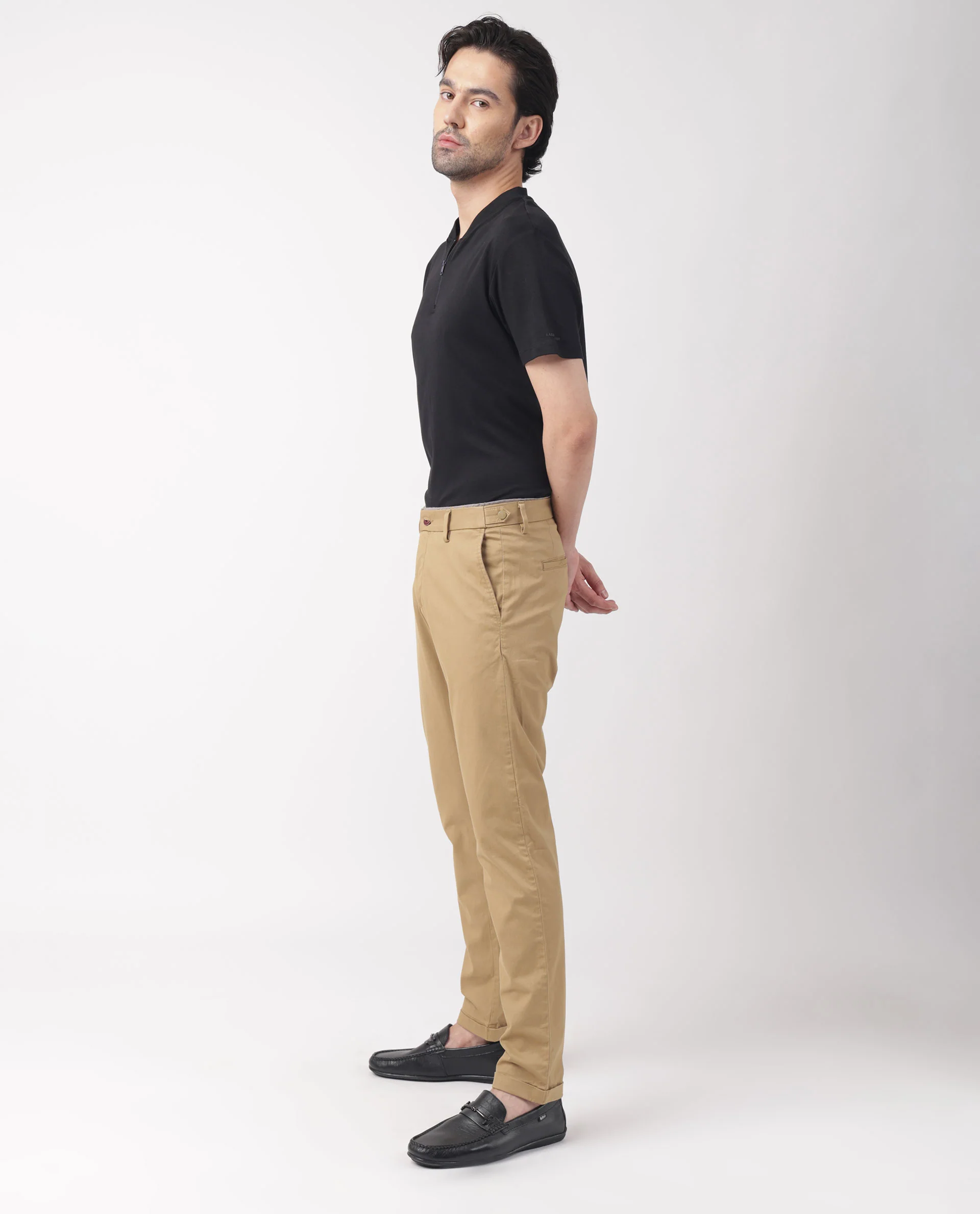 Rare Rabbit Men's Trews-1 Khaki Cotton Plain Regular Fit Trouser - Image 8