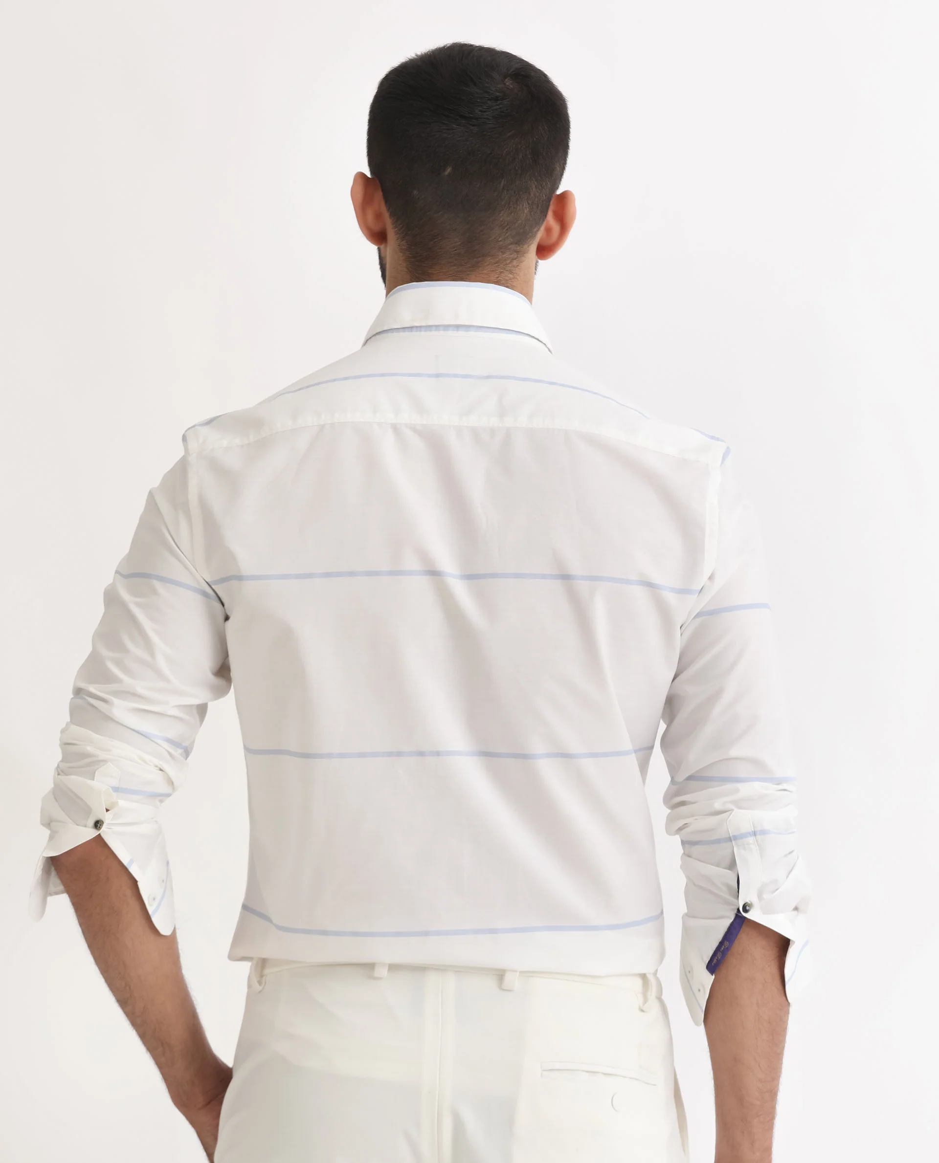 Rare Rabbit Men's Unios- White Cotton Striped Print Regular Fit Full Sleeve Collared Shirt - Image 7