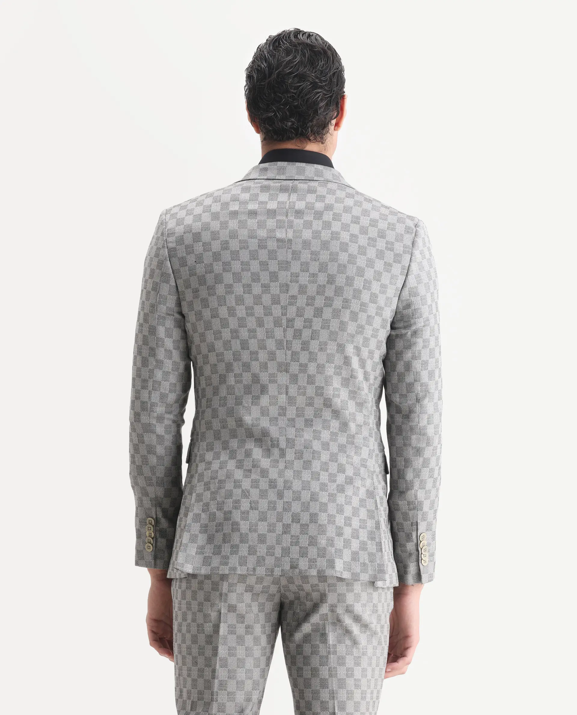 Rare Rabbit Men's Zeta Grey Viscose Jacquard Tailored Fit Full Sleeve Lapel Neck Suits - Image 7